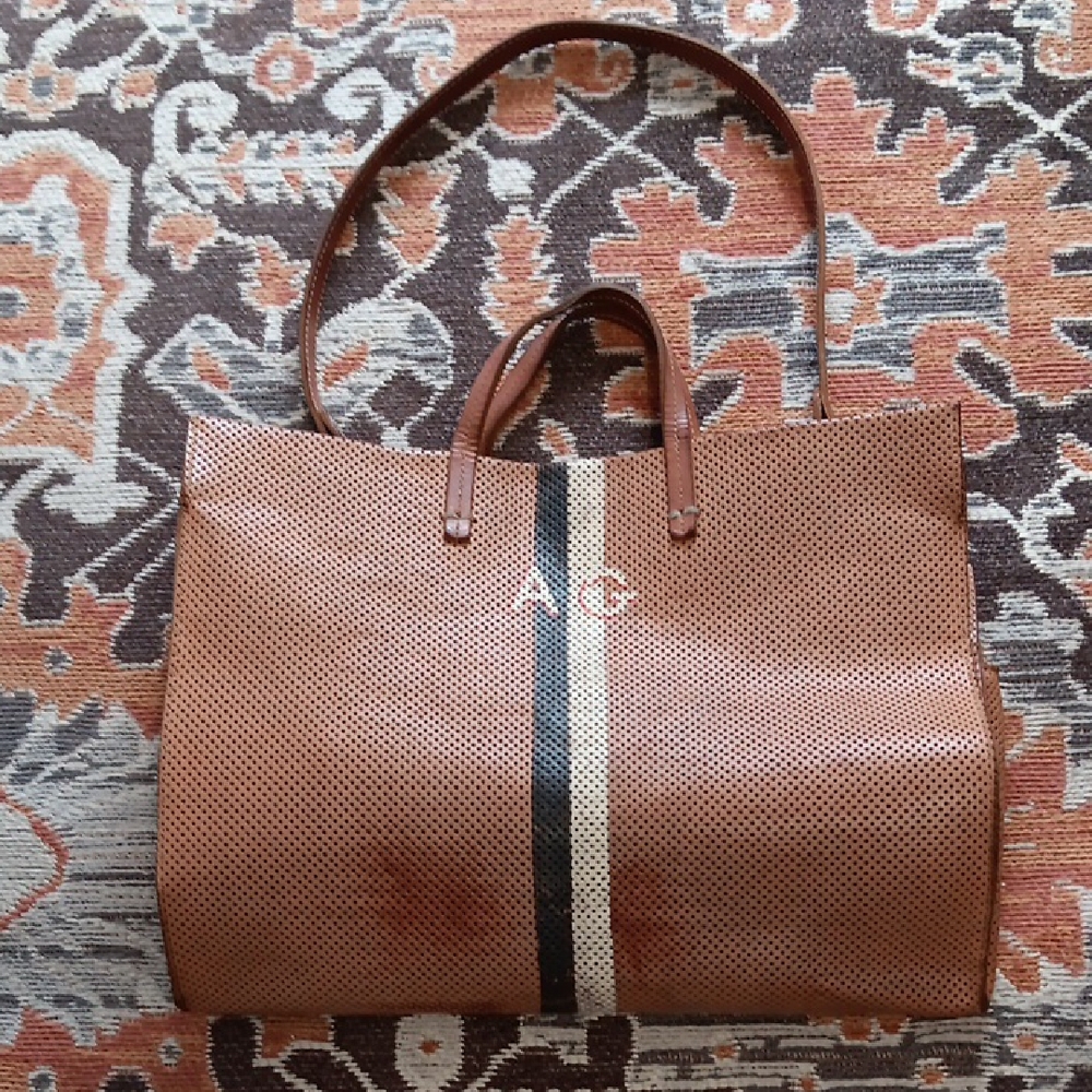 Clare V Preforated Stripe Simple Tote